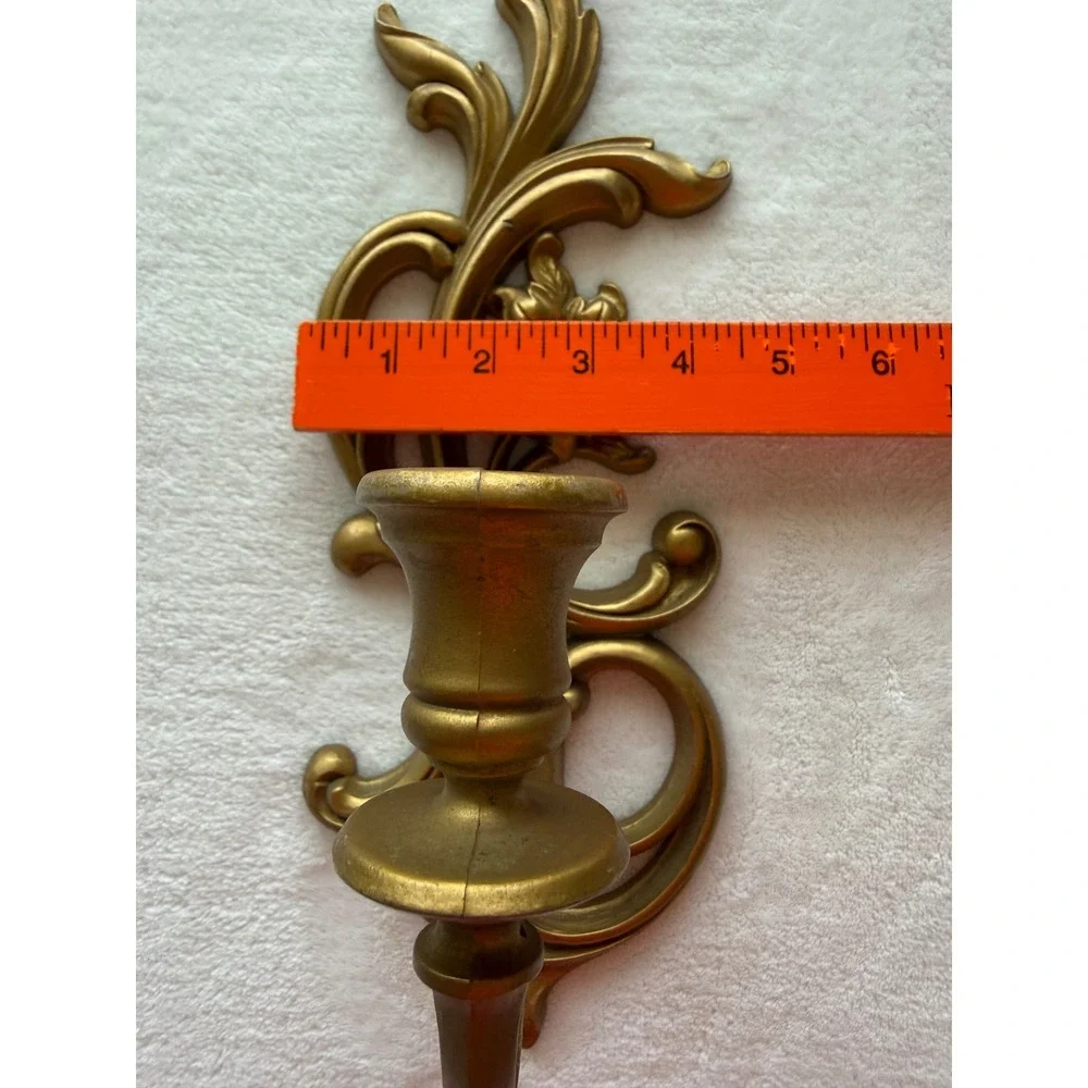 Vintage Syroco Resin Gold Wall Candle Sconce Hollywood Regency‎ Ornate Floral